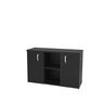Armário Credenza Escritório Baixo Semiaberto Portas C/chave Netmobil - Preto - 5