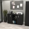 Armário Credenza Escritório Baixo Semiaberto Portas C/chave Netmobil - Preto - 3