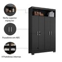 Ver imagem 4 de Armário Multiuso Organizador com Nicho 1,10m 4 Portas Bruna NT 4030 Preto Notável