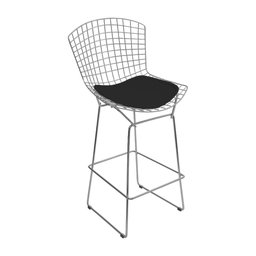 Kit 4 Banquetas Bertoia Cromada D80 com Assento Sintético Preto - 2