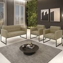 Ver imagem 2 de Sofá Namoradeira e 2 Poltronas Base Industrial Preto Ana Suede Marrom Rt - Ibiza