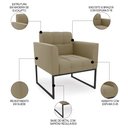 Ver imagem 5 de Sofá Namoradeira e 2 Poltronas Base Industrial Preto Ana Suede Marrom Rt - Ibiza