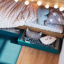 Ver imagem 3 de Cama Beliche Solteiro com Nichos e Colchões Azul - Decker Shop Jm