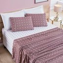 Ver imagem 1 de Jogo Cama Lençol Meggy Poá Casal Padrão Bolinhas Micropercal 200 Fios 4 Peças - Rosê
