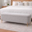 Ver imagem 2 de Puff Baú Bella 140cm Pés Alumínio Dourado Bouclé Cinza - Sallar Home