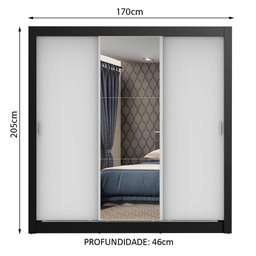 Guarda Roupa Casal Madesa Mônaco 3 Portas de Correr com Espelho - 4