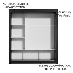Guarda Roupa Casal Madesa Mônaco 3 Portas de Correr com Espelho - 6