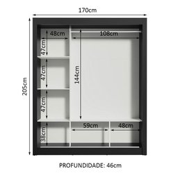 Guarda Roupa Casal Madesa Mônaco 3 Portas de Correr com Espelho - 9