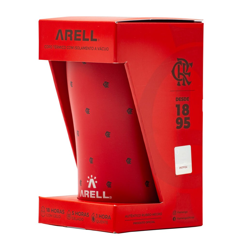 Copo Térmico Arell Vermelho Oficial Flamengo 500ml Isolamento a Vácuo Tulip Pint - 2