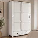Ver imagem 3 de Guarda Roupa Solteiro 2 Portas de Correr 2 Gavetas 133cm Madeira Maciça Mazzaro F06 Branco Freij