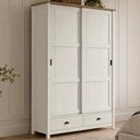 Ver imagem 1 de Guarda Roupa Solteiro 2 Portas de Correr 2 Gavetas 133cm Madeira Maciça Mazzaro F06 Branco Freij
