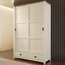 Ver imagem 4 de Guarda Roupa Solteiro 2 Portas de Correr 2 Gavetas 133cm Madeira Maciça Mazzaro F06 Branco Freij