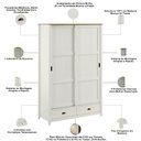 Ver imagem 5 de Guarda Roupa Solteiro 2 Portas de Correr 2 Gavetas 133cm Madeira Maciça Mazzaro F06 Branco Freij