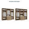 Guarda-Roupa 3 Módulos 6 Portas 9 Prateleiras 3 Gavetas Frame CabeCasa MadeiraOriginals - 12