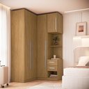 Ver imagem 1 de Guarda Roupa Modulado 100% MDF 3 Peças com Mesa de Cabeceira Esquerda 4 Portas e 2 Gavetas