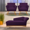 Ver imagem 1 de Kit Diva Recamier Vanessa 160cm Lado Esquerdo e 02 Poltronas Laura Suede - Doce Sonho Móveis RECAMIE
