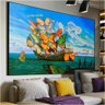 Quadro Salvador Dali Navio Com Velas De Borboleta:90x60 cm/PRETA - 4