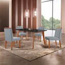 Ver imagem 1 de Conjunto Sala de Jantar Mesa Paris Madeira Maciça 140x80cm Tampo Retângular Vidro Preto com 4 Cadeir