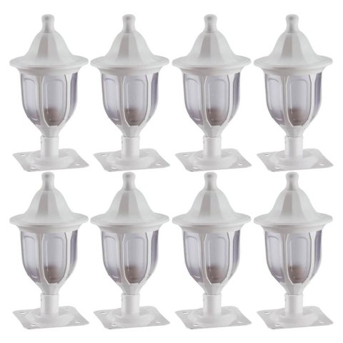 Kit 8 Balizadores para Muro Jardim em Alumínio Branco Lanterna Injetada Termoplástico Dital