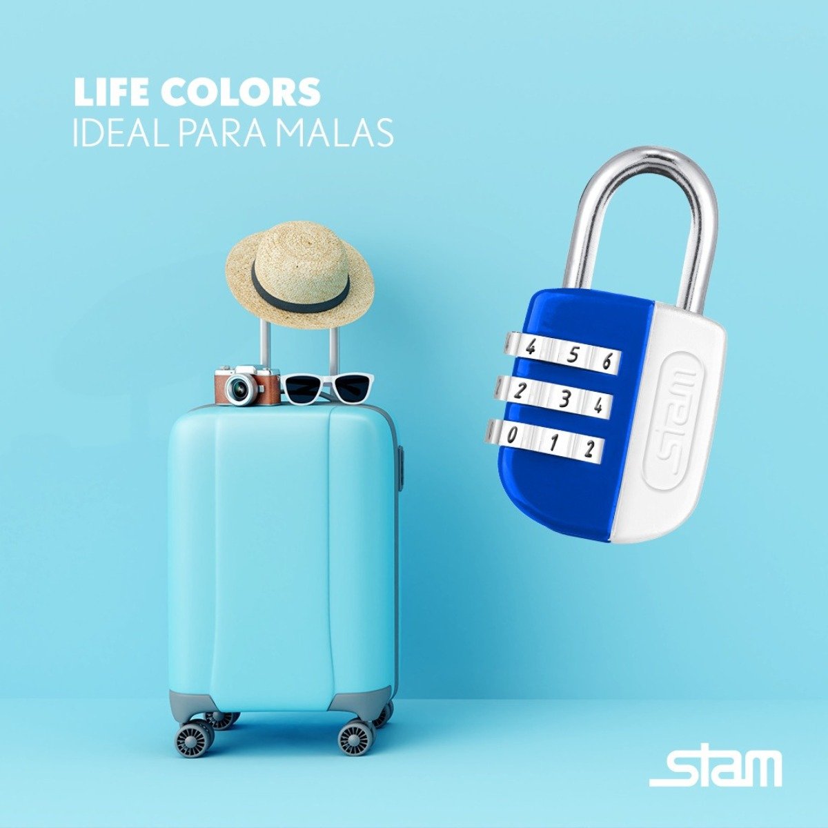 Cadeado Stam Life Colors 20mm com Segredo Laranja 2 Peças - 4