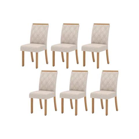 Kit 6 Cadeiras Sala Jantar Vita 6 Un Nature/suede Light Linho - Henn