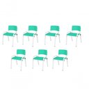 Ver imagem 1 de Kit 7 Cadeira Iso Infantil Creche, Base Branco Verde Água