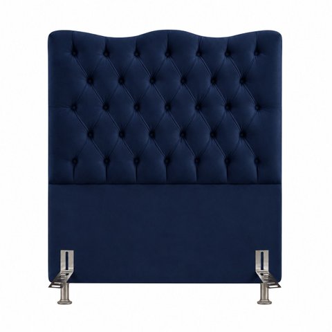 Cabeceira Espanha Solteiro Estofada Capitonê 90 cm Suede:Azul