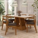 Ver imagem 2 de Mesa Santiago com 6 Cadeiras Sextavada Frei/off/corino Marrom - M.a Freijó/off Pre/corino Marrom