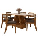 Ver imagem 1 de Mesa Santiago com 6 Cadeiras Sextavada Frei/off/corino Marrom - M.a Freijó/off Pre/corino Marrom