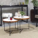 Ver imagem 2 de Jogo Mesa Centro Apoio Ambiente Sala Estar Casa Canto Sofá Redonda Pequena Rustico Madecor Branco