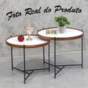 Ver imagem 4 de Jogo Mesa Centro Apoio Ambiente Sala Estar Casa Canto Sofá Redonda Pequena Rustico Madecor Branco