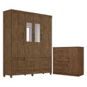 Ver imagem 1 de Guarda Roupa Casal Ms912 com Espelho e Cômoda Vênus Castanho Wood – Moval