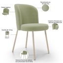 Ver imagem 4 de Kit 02 Cadeiras para Sala de Jantar Cozinha Estofada Gavi Arena L02 Bouclê Oliva - Lyam Decor