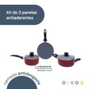Ver imagem 2 de Jogo de panelas antiaderente cerâmica 3 peças vermelha - Oikos