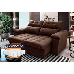 Sofá Retrátil Reclinável Verona 1,80m Suede Velut Molas Ensacadas - King House - 1