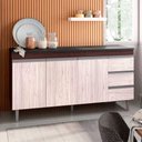 Ver imagem 3 de Balcão Gabinete Cozinha Andreia 3 Portas 150cm S-t Ajl Castanho Avelã