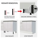 Ver mais imagens de Balcão Armário de Cozinha 100% MDF 60 cm 3 Gavetas Frentes Branco Brilho Acordes Madesa
