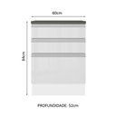 Ver imagem 3 de Balcão Armário de Cozinha 100% MDF 60 cm 3 Gavetas Frentes Branco Brilho Acordes Madesa