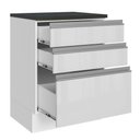 Ver imagem 4 de Balcão Armário de Cozinha 100% MDF 60 cm 3 Gavetas Frentes Branco Brilho Acordes Madesa