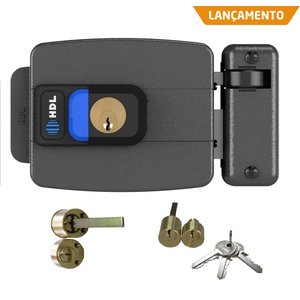 Fechadura Elétrica C90 A.f. Abertura P/ Fora Dupla com Botão Ajustável Cinza Hdl