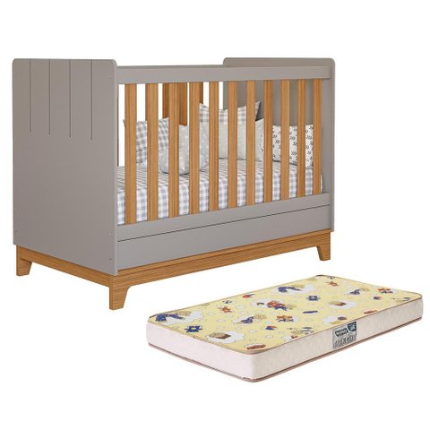 Berço Mini Cama Biscoito Fendi/nature com Colchão Supreme - Permóbili Baby