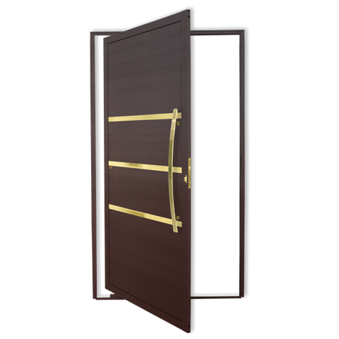 Porta Pivotante Lamb.Evolution c/Puxador D. Sup.Marrom Corten Dourado 120 Brimak