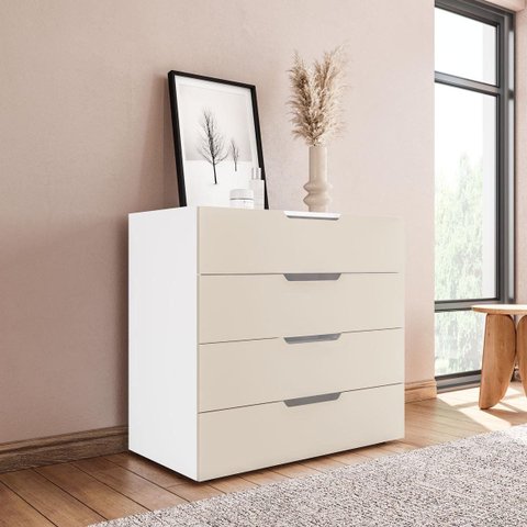 Cômoda Madri com 4 Gavetas 90x84cm Creme/Branco 250700