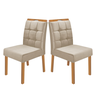 Conjunto de 2 Cadeiras em Madeira Maciça e Estofada Júlia Linho Bege - 1