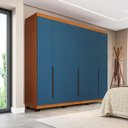 Ver imagem 1 de Roupeiro Casal Madri 6 Portas 4 Gavetas 242x214cm Azul/Freijó 250702