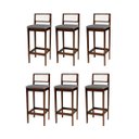 Ver imagem 1 de Kit 6 Banquetas Madeira Imbuia com Linho Chumbo Cozinha Encosto Palha Indiana