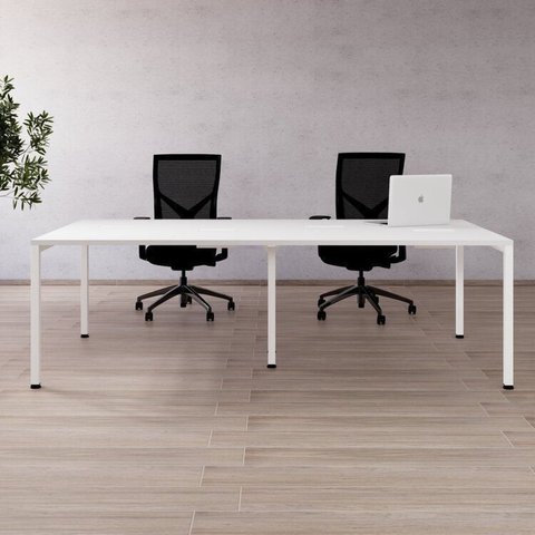 Escrivaninha 2 Lugares Estação de Trabalho com Pé Industrial Branco Yescasa