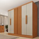Ver imagem 5 de Guarda Roupa Casal 6 Portas Munique Ripado Yescasa Bege/Cinamomo/Off White