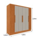 Ver imagem 4 de Guarda Roupa Casal 6 Portas Munique Ripado Yescasa Bege/Cinamomo/Off White