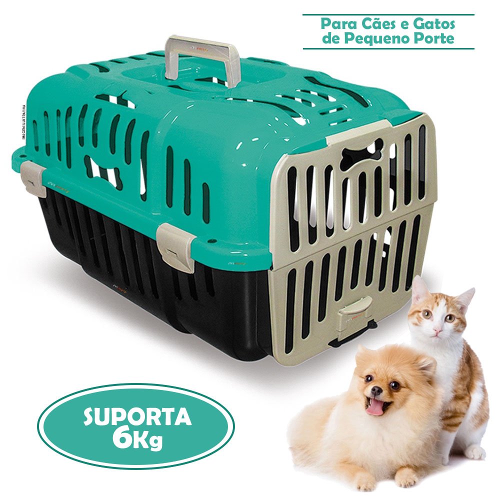 Caixa de Transporte Gato Cachorro Pequeno Porte N1 Verde Furacao Pet ...